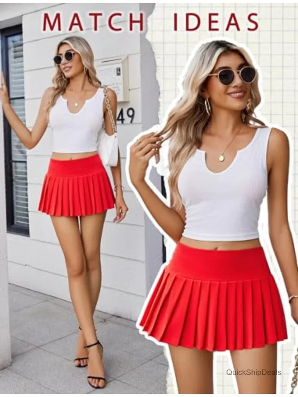 Pleated Mini Skirt High Waist Stretchy Casual Tennis Cheerleader